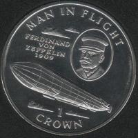 IsleOfManCoin1crown1994UNCThemaninflightAirshipFerdinandvonZeppelinTheGreatCoin 1