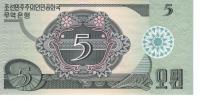 NorthKoreaBanknote5wonUNC1988TheGreen 2