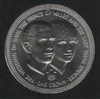 IsleOfManCoin1crown1981UNCTheweddingPrinceCharlesandLadyDianaPortraitsTheGreatCoin 1