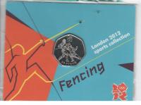 UnitedKingdom50penceOlympicsLondon2012FencingUNC2011Blister