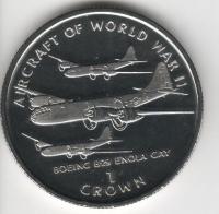 IsleOfManCoin1crown1995UNCAviationoftheSecondWorldWarаirplaneBoeingB29EnolaGayTheGreatCoin 1