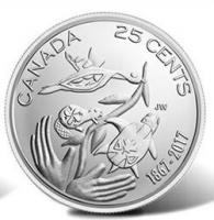Canada25cents150yearsofCanadaUNC2017