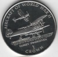 IsleOfManCoin1crown1995UNCAviationoftheSecondWorldWarTheplaneisFariSwordfishTheGreatCoin 1