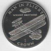 IsleOfManCoin1crown1995UNCThemaninflightAirplaneBrothersWrightTheGreatCoin 1