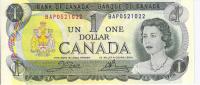 CanadaBanknote1dollarAUNC1973Variantofsignatures20001