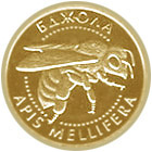 фото Украина 2 гривны 2010 Золото Proof Насекомое - Пчела (Au 999.9, 1,24 грамм)