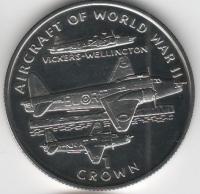 IsleOfManCoin1crown1995UNCAviationoftheSecondWorldWarAircraftVickersWellingtonTheGreatCoin 1