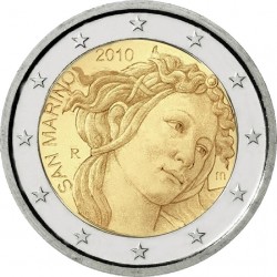 фото Сан-Марино 2 евро 2010 Биметалл UNC 500 лет со дня смерти Сандро Боттичели
