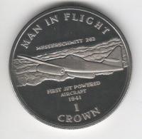 IsleOfManCoin1crown1995UNCThemaninflight.AircraftMesserschmittMе262TheGreatCoin 1