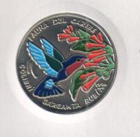CubaCoin1pesoBirdHummingbirds1996Colored