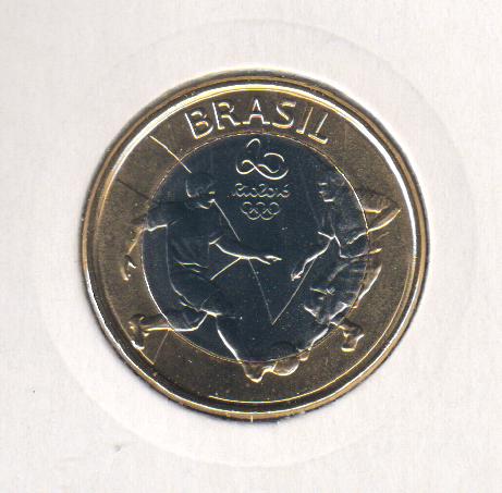 фото Бразилия 1 реал 2015 «Олимпиада в Рио де Жанейро 2016 - Футбол» UNC (KM#708)