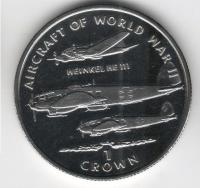 IsleOFManCoin1crown1995UNCAviationoftheSecondWorldWarHeinkelHe111AlargeCoin 1