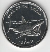 IsleOfManCoin1crown1998UNCYearоftheoceanSharkTheGreatCoin 1