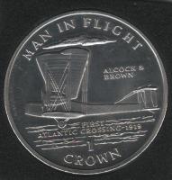IsleOfManCoin1crown1994UNCThemaninflightThefirstflightacrosstheAtlanticOceanTheGreatCoin 1