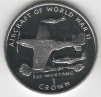 IsleOfManCoin1crown1995UNCAviationoftheSecondWorldWarPlaneP51MustangTheGreatCoin 1