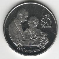 IsleofManCoin1crown2006UNC80yearstoQueenElizabethIIOption1Alargecoin 1