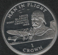 IsleOfManCoin1crown1994UNCThemaninflightAircraftLouisBleriotTheGreatCoin 1
