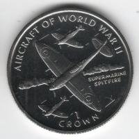 IsleОfManCoin1crown1995UNCAviationoftheSecondWorldWarPlaneSupermarineSpitfireTheGreatCoin 1