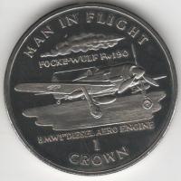 IslеOfManCoin1crown1995UNCThemaninflightAircraftFockeWulfTheGreatCoin 1
