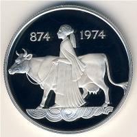 Iceland500kroons1100yearsfromthedateofthefirstsettlementoffoundation.Silver9251974 (1)