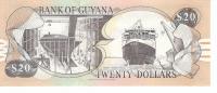 GuyanaBanknote20dollarsTheCayetourWaterfallConstructionshipyardshipinportUNC