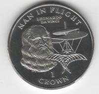 IsleOfManCoin1crown1995UNCThemaninflightLeonardodaVinciTheGreatCoin 1