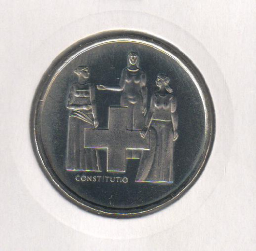 фото Швейцария 5 франков 1974 UNC 100 лет со дня первого пересмотра Конституции