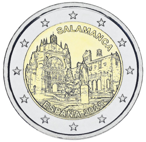 фото Испания 2 евро 2025 Биметалл UNC ЮНЕСКО - Саламанка