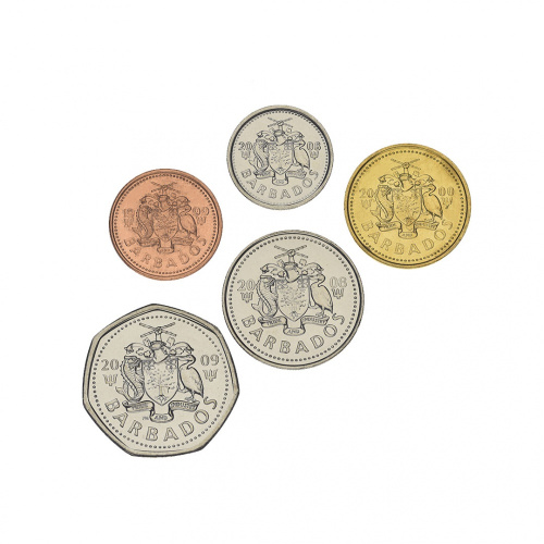 фото Барбадос набор из 5 монет 1973-2009 UNC 1, 5, 10, 25 центов, 1 доллар