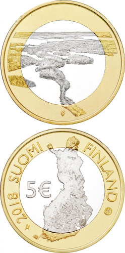 фото Финляндия 5 евро 2018 «Пейзажи - Хребет Пункахарью» UNC