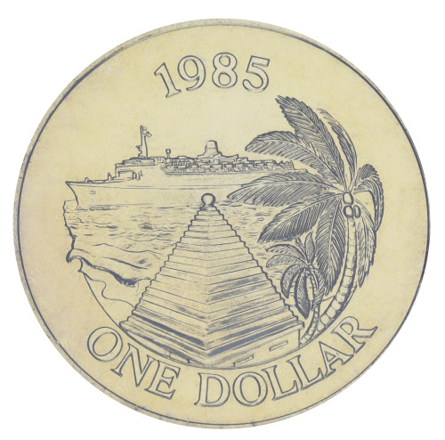 фото Бермуды 1 доллар 1985 UNC Корабль - Круизный туризм в сувенриной упаковке