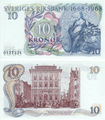 фото Швеция 10 крон 1980 UNC (P56)