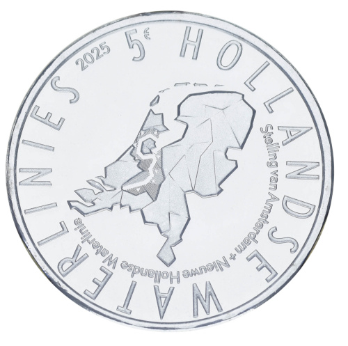 фото Нидерланды 5 евро 2025 UNC Всемирное наследие ЮНЕСКО — Голландские линии водозащиты