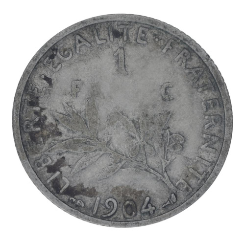 фото Франция 1 франк 1904 Серебро F-VF