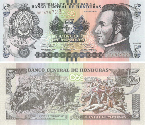 фото Гондурас 5 лемпир 2014 UNC (Р98)