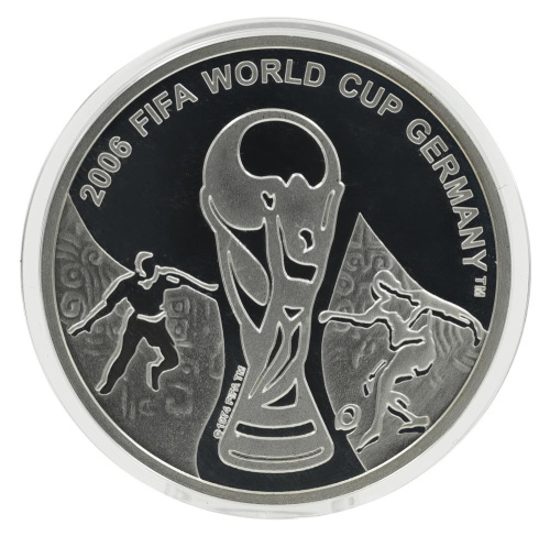 фото Грузия 1 лари 2004 Серебро Proof Чемпионат мира по футболу 2006 года в Германии (Ag 925, 28,28 грамм)