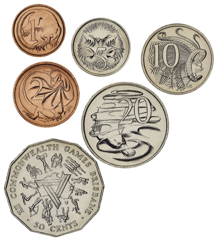 фото Австралия набор из 6 монет 1982-1984 AU-UNC 1, 2, 5, 10, 20, 50 центов