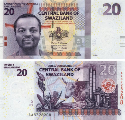 фото Свазиленд 20 лилангени 2014 UNC (P37b)