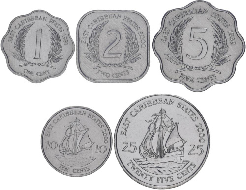 фото Восточные Карибы набор из 5 монет 1981-2000 AU-UNC