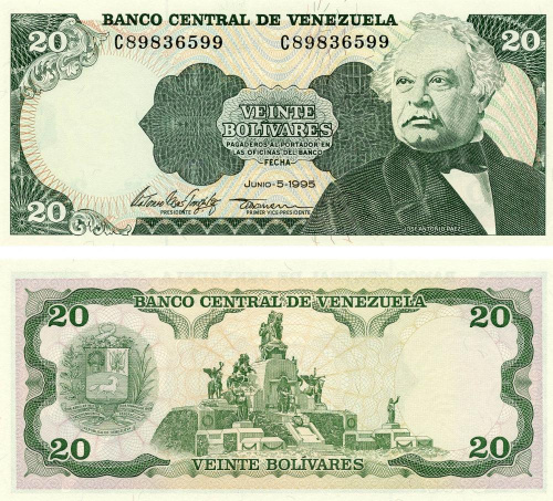 фото Венесуэла 20 боливар 1995 UNC (P63)