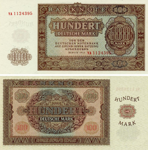фото Германия 100 марок 1955 UNC ГДР (P21)