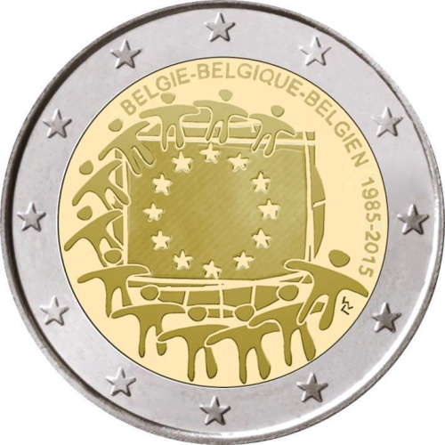 фото Бельгия 2 евро 2015 «Европейский флаг» UNC