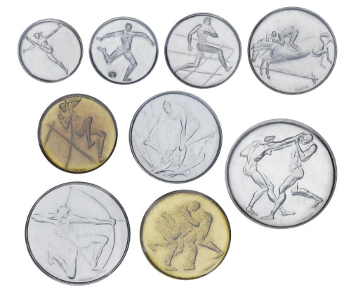 фото Сан-Марино набор из 9 монет 1980 UNC 1, 2, 5, 10, 20, 50, 100, 200, 500 лир (серебро)
