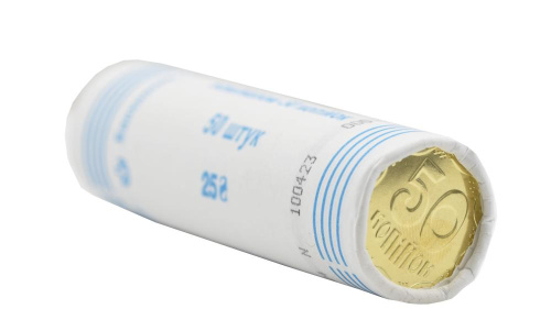 фото Украина 50 копеек 2023 UNC банковский ролик 50 монет