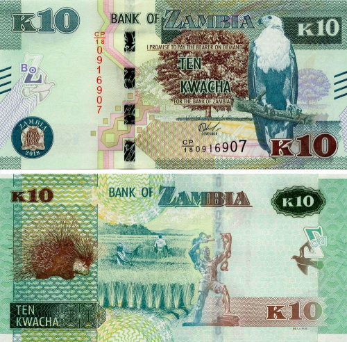 фото Замбия 10 квача 2018 Дикобраз UNC (Pnew)