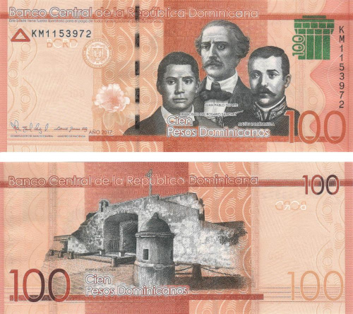 фото Доминикана 100 песо 2017 UNC (P190)