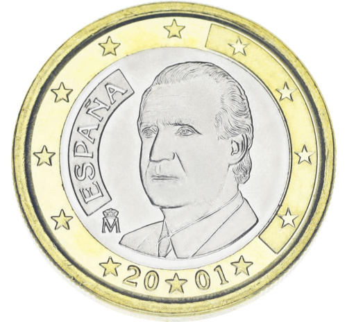 фото Испания 1 евро 2001 Биметалл AU-UNC