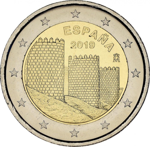 фото Испания 2 евро 2019 Биметалл UNC Старый город Авила