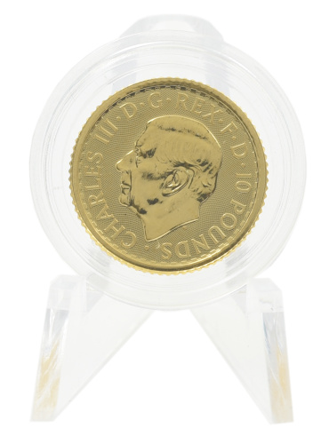 фото Великобритания 10 фунтов 2025 Золото UNC Британия (Au 999,9, 1/10 унции, 3,11 грамма)