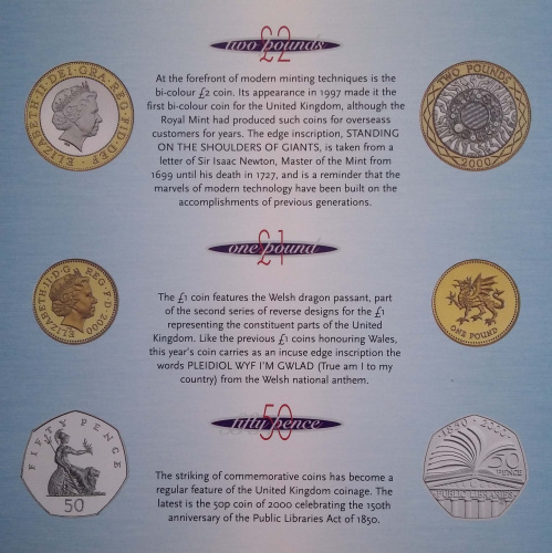 фото Великобритания набор из 9 монет 2000 «Миллениум» UNC